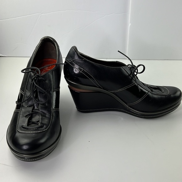 Cole Haan Nike Air black  leather lace up wedge shoe size 10 - Picture 5 of 9